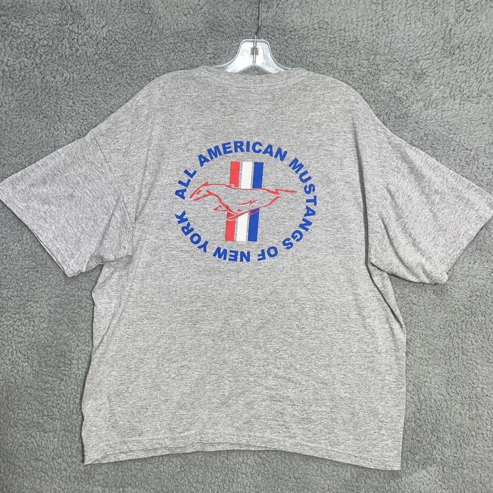 VTG Ford Mustang of New York T Shirt Men's Sz XL Gray All American Mustangs Tee
